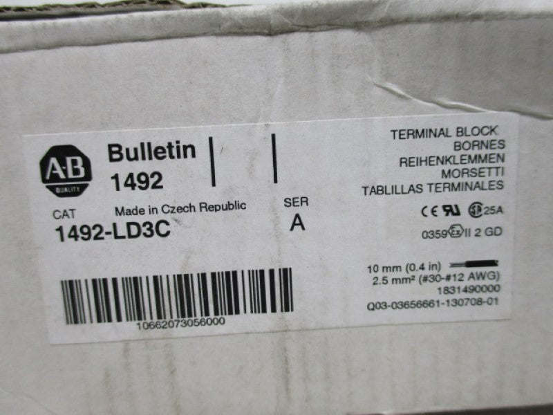 Allen Bradley via TCS 1492LD3C Ser. A NSFP (WH) 1492 LD3C