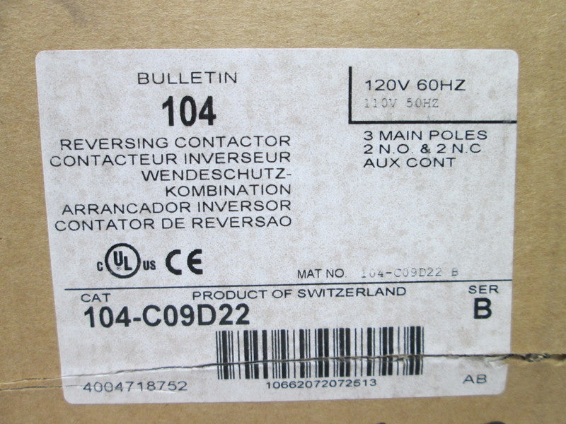 Allen Bradley via TCS 104C09D22 Ser. B NSFP (BR/WH) 104 C09D22