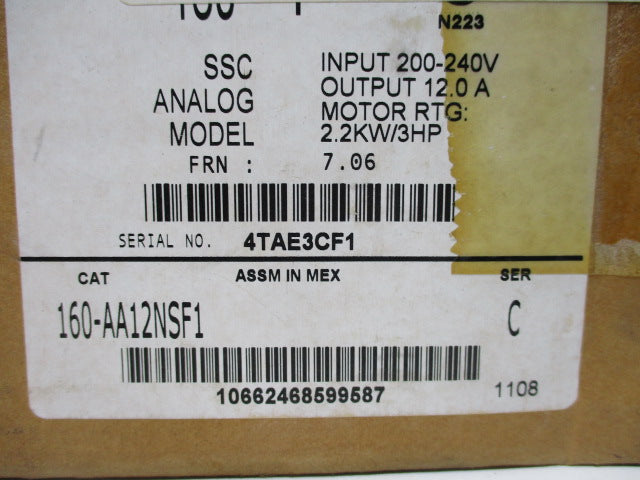 Allen Bradley via TCS 160AA12NSF1 Ser. C NSFP (BR/WH) 160 AA12NSF1