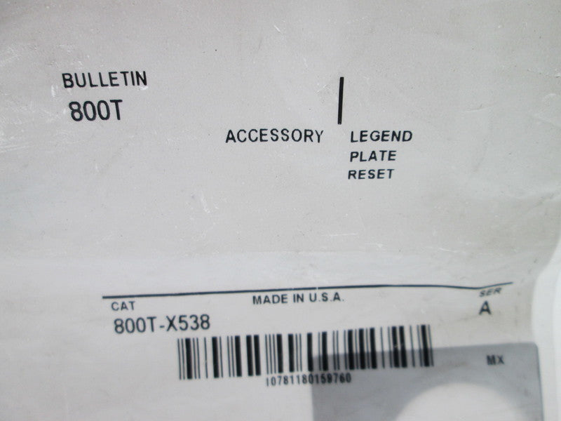 Allen Bradley via TCS 800TX538 Ser. A NSFP 800T X538