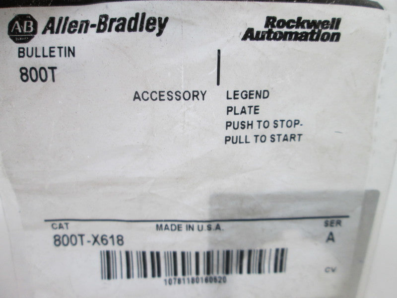 Allen Bradley via TCS 800TX618 Ser. A NSFP 800T X618