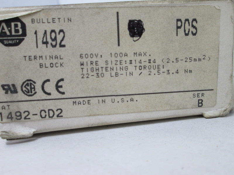 Allen Bradley via TCS 1492CD2 Ser. B NSFP (WH) 1492 CD2