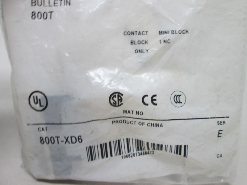 Allen Bradley via TCS 800TXD6 Ser. E NSFP 800T XD6