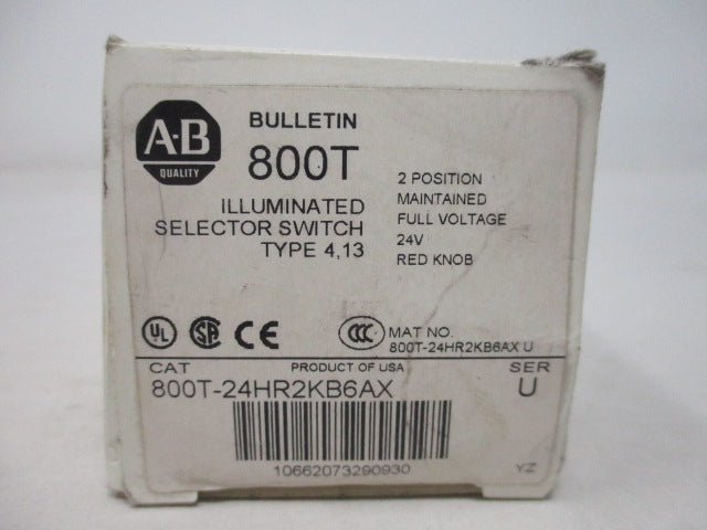 Allen Bradley via TCS 800T24HR2KB6AX Ser. U NSFP (WH) 800T 24HR2KB6AX