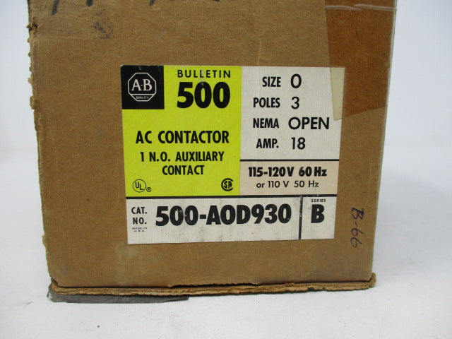 Allen Bradley via TCS 500AOD930 Ser. B NSFP (BR/YL) 500 AOD 930 A0D