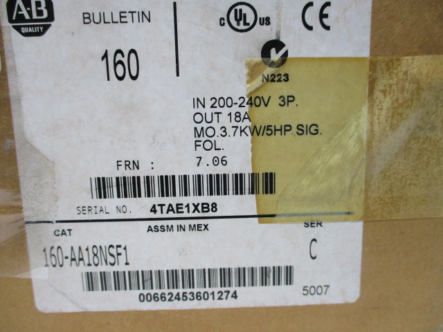 Allen Bradley via TCS 160AA18NSF1 Ser. C NSFP (BR/WH) 160 AA18NSF1