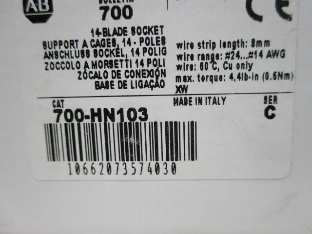 Allen Bradley via TCS 700HN103 Ser. C NSFP (WH) 700 HN103