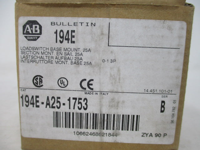 Allen Bradley via TCS 194EA251753 Ser. B NSFP (BR/WH) 194E A25 1753
