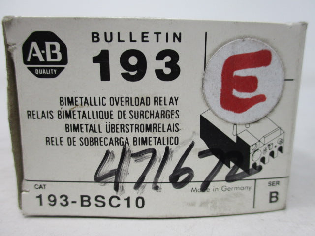 Allen Bradley via TCS 193BSC10 Ser. B NSFP (WH) 193 BSC10