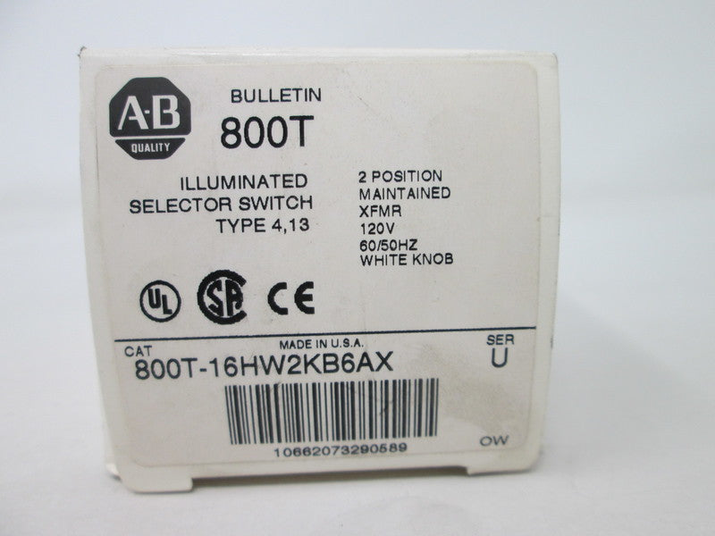 Allen Bradley via TCS 800T16HW2KB6AX Ser. U NSFP (WH) 800T 16HW2KB6AX