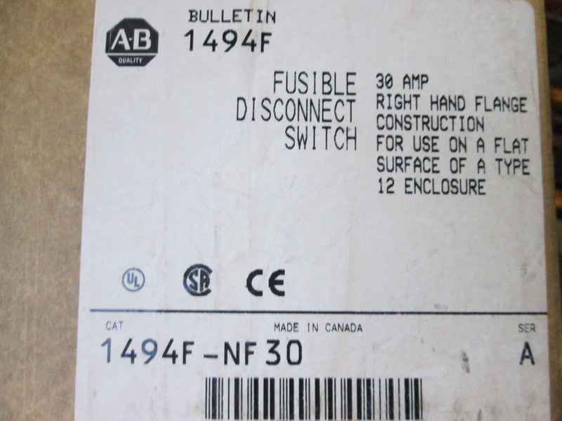 Allen Bradley via TCS 1494FNF30 Ser. A NSFP (BR/WH) 1494F NF30