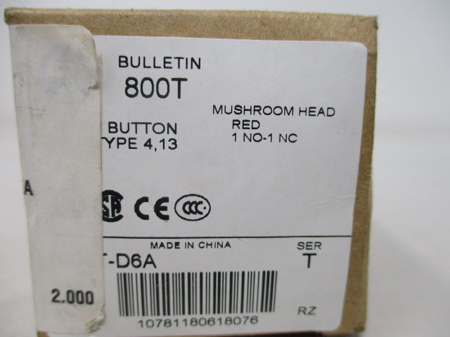 Allen Bradley via TCS 800TD6A Ser. T NSFP (BR/WH) 800T D6A
