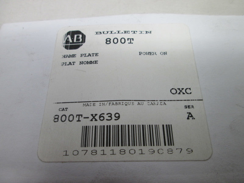 Allen Bradley via TCS 800TX639 Ser. A NSFP 800T X639