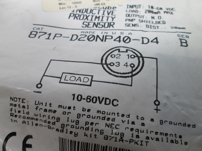 Allen Bradley via TCS 871PD20NP40D4 Ser. B NSFP 871P D20NP40 D4