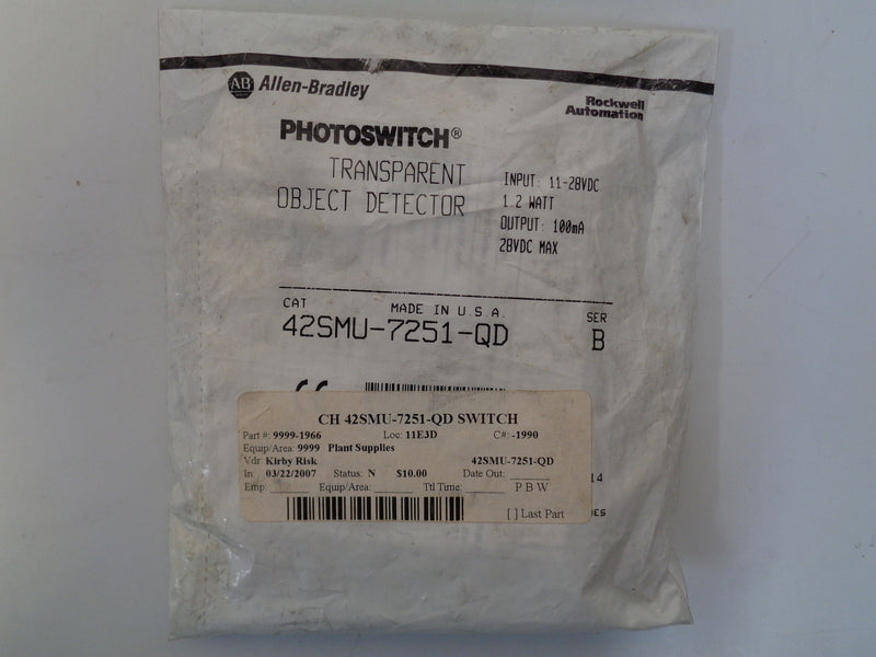 Allen Bradley via TCS 42SMU7251QD Ser. B NSFP 42SMU 7251 QD