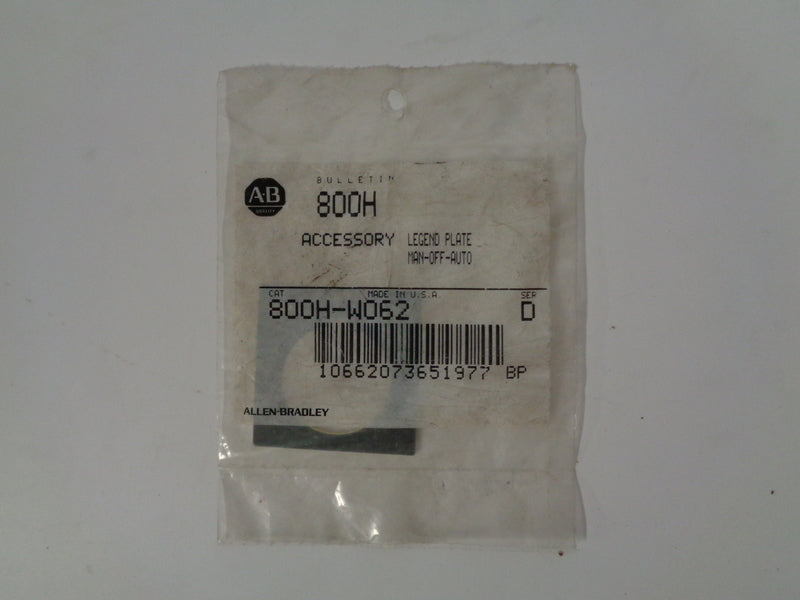 Allen Bradley via TCS 800HW062 Ser. D NSFP 800H W062