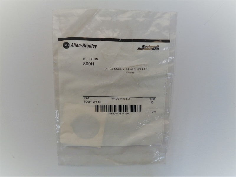 Allen Bradley via TCS 800HW118 Ser. D NSFP 800H W118