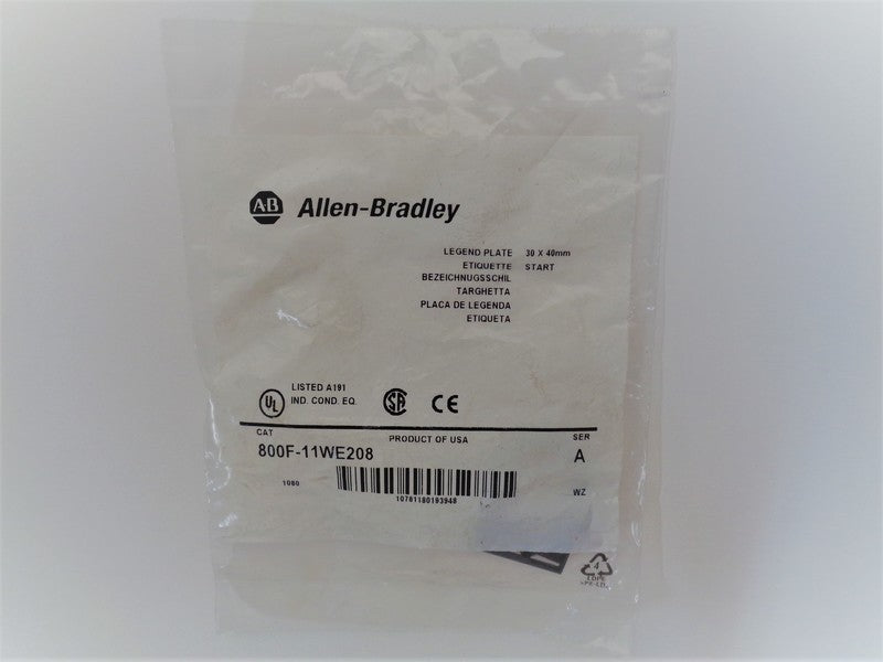 Allen Bradley via TCS 800F11WE208 Ser. A NSFP 800F 11WE208
