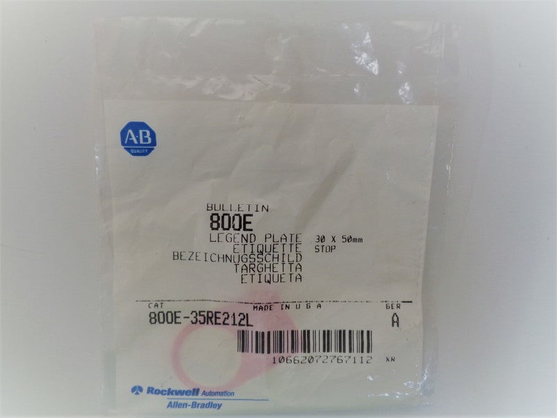 Allen Bradley via TCS 800E35RE212L Ser. A NSFP 800E 35RE212L