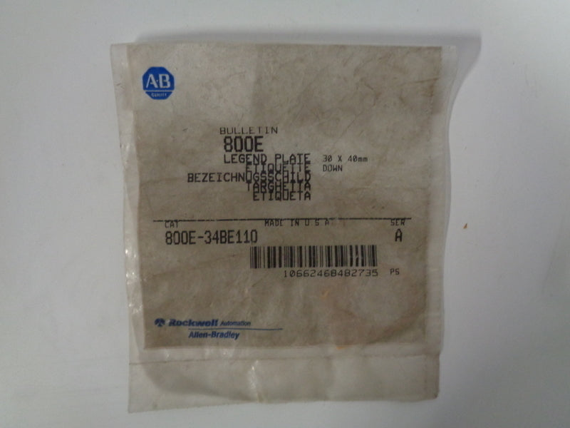 Allen Bradley via TCS 800E34BE110 Ser. A NSFP 800E 34BE110