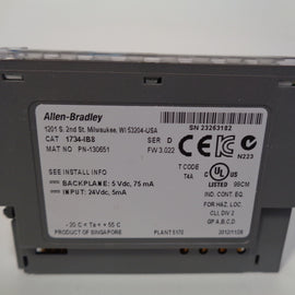 Allen Bradley via TCS 1734IB8 Ser. D NSFP (WH) 1734 IB8