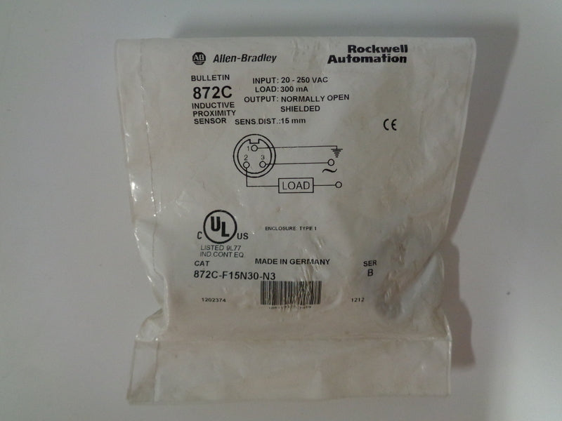 Allen Bradley via TCS 872CF15N30N3 Ser. B NSFP 872C F15N30 N3