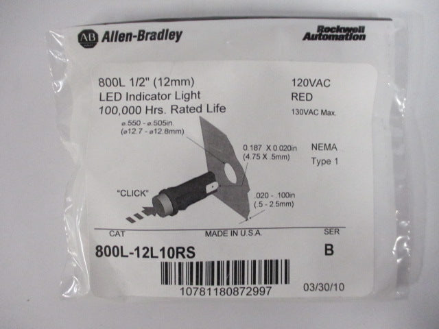 Allen Bradley via TCS 800L12L10RS Ser. B NSFP 800L 12L10RS