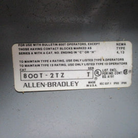 Allen Bradley via TCS 800T2TZ Ser. T NSNP 800T 2TZ