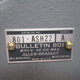 Allen Bradley via TCS 801ASH22 Ser. A NSNP 801 ASH22
