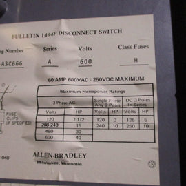 Allen Bradley via TCS 1494FASC666 Ser. A NSNP 1494F ASC666