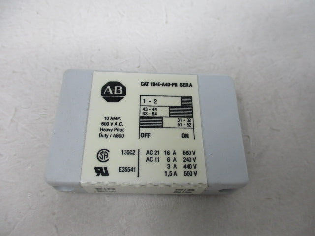Allen Bradley via TCS 194EA40P11 Ser. A NSNP 194E A40 P11