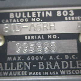 Allen Bradley via TCS 803A6RH NSNP  803 A6RH
