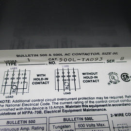 Allen Bradley via TCS 500LTAD93 Ser. B NSNP  500L TAD 93
