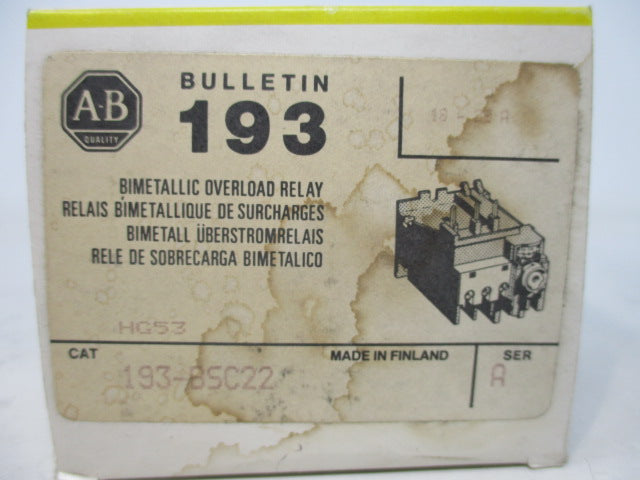 Allen Bradley via TCS 193BSC22 Ser. A NSFP (BK/YL) 193 BSC22