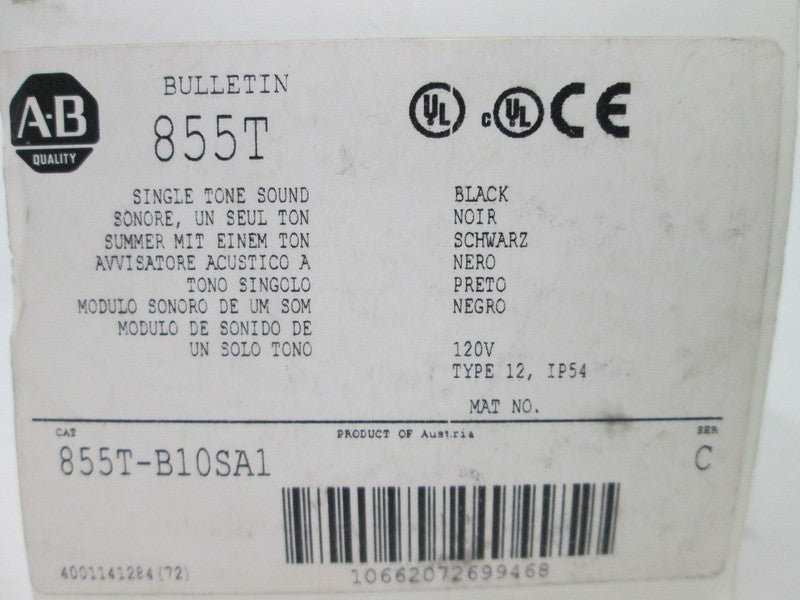 Allen Bradley via TCS 855TB10SA1 Ser. C NSFP (WH) 855T B10SA1
