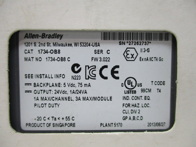 Allen Bradley via TCS 1734OB8 Ser. C NSFP (WH) 1734 OB8