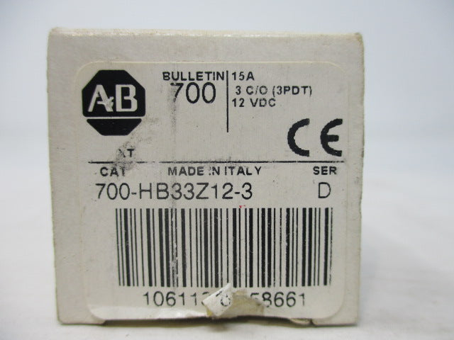Allen Bradley via TCS 700HB33Z123 Ser. D NSFP (WH) 700 HB33Z12 3