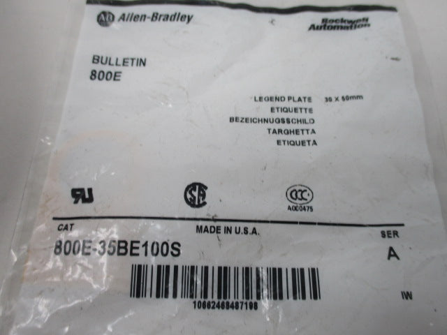 Allen Bradley via TCS 800E35BE100S Ser. A NSFP 800E 35BE100S