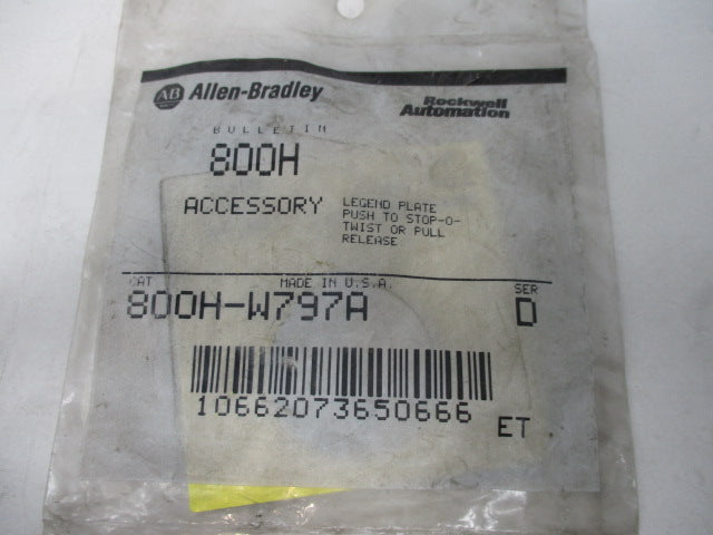 Allen Bradley via TCS 800HW797A Ser. D NSFP 800H W797A