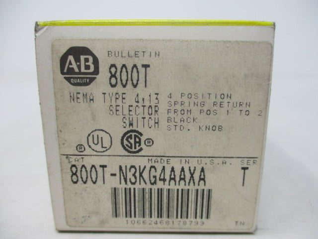 Allen Bradley via TCS 800TN3KG4AAXA Ser. T NSFP (BK/YL) 800T N3KG4AAXA
