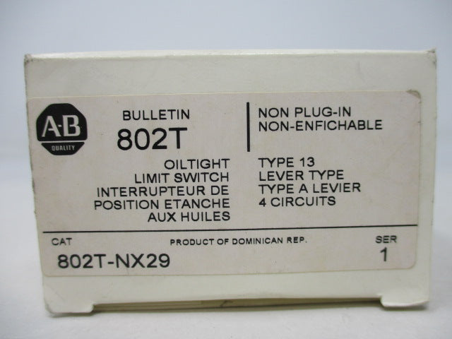 Allen Bradley via TCS 802TNX29 Ser. 1 NSFP (WH) 802T NX29