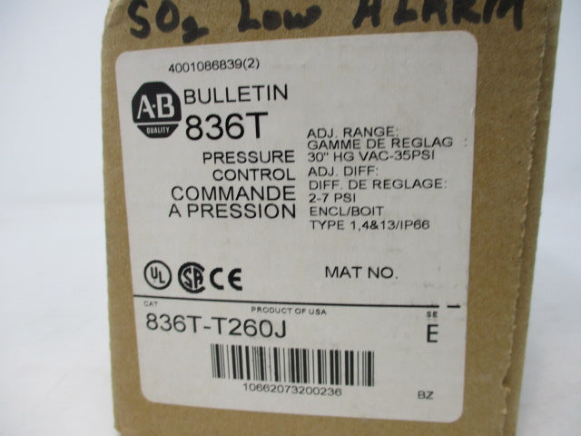 Allen Bradley via TCS 836TT260J Ser. E NSFP (BR/WH) 836T T260J