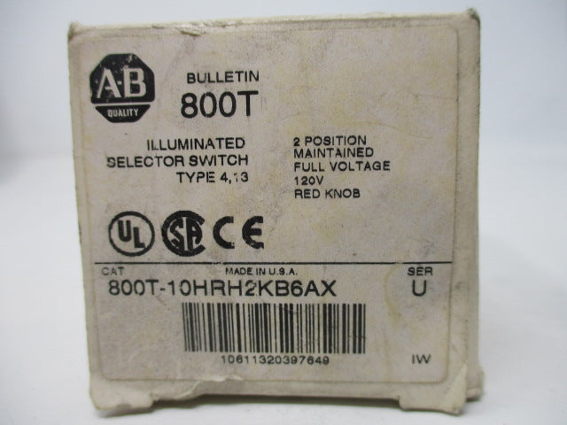 Allen Bradley via TCS 800T10HRH2KB6AX Ser. U NSFP (WH) 800T 10HRH2KB6AX
