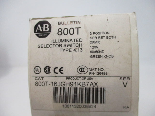 Allen Bradley via TCS 800T16JGH91KB7AX Ser. V NSFP (WH) 800T 16JGH91KB7AX