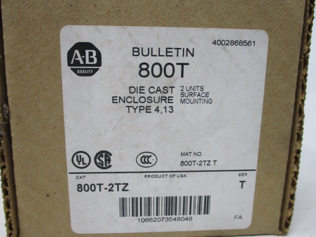 Allen Bradley via TCS 800T2TZ Ser. T NSFP (BR/WH) 800 T2TZ