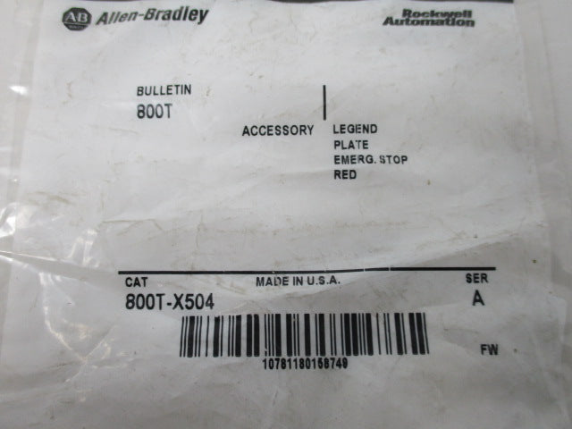 Allen Bradley via TCS 800TX504 Ser. A NSFP 800T X504