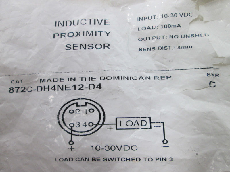 Allen Bradley via TCS 872CDH4NE12D4 Ser. C NSFP 872C DH4NE12 D4